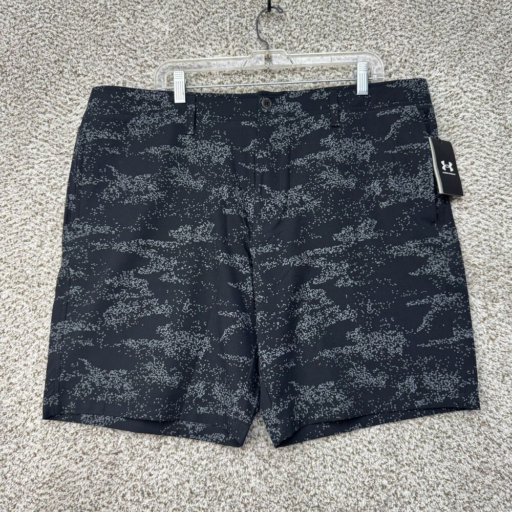 Under Armour Shorts‎ Men's 40 Black Gray Printed Golf Storm Pockets Stretch New